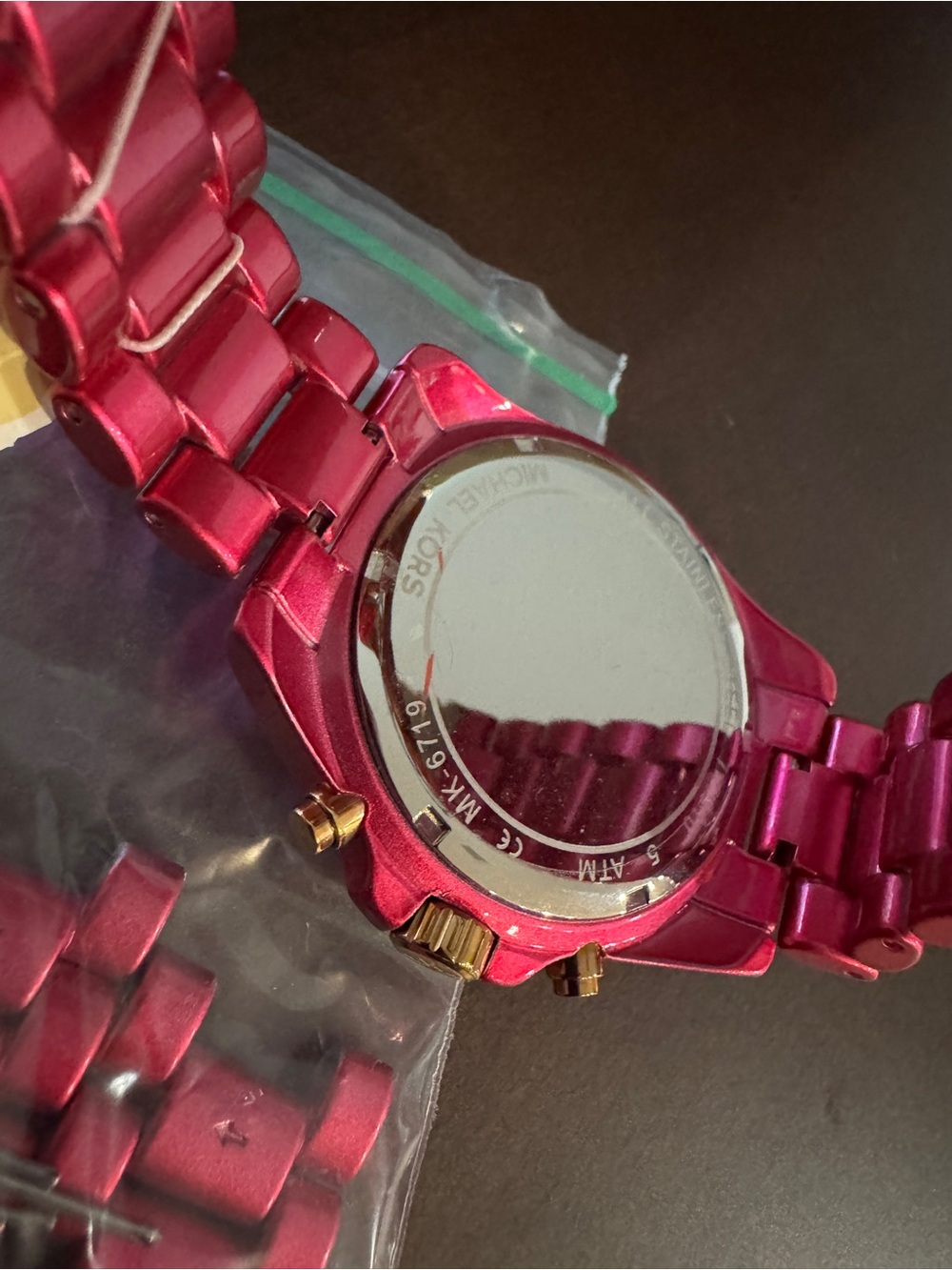 Michael Kors Fuchsia/Pink Women's Chronograph Bracelet Watch with Gold Accents - Picture 4 of 5